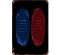 TINSAEGE Targa in metallo con pillola blu o pillola rossa | Insegne e targhe decorative per la tua casa, bar, club o decorazione da parete - 20,3 x 30,5 cm