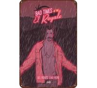 TINSAEGE Targa in metallo con scritta "Bad Times at the El Royale" | Insegne e targhe decorative per la tua casa, bar, club o decorazione da parete, 20,3 x 30,5 cm