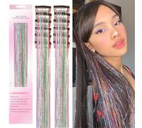 Tinsel - 12 extension per capelli colorate con clip, 50,8 cm, per ragazze, glitterate, per feste (12 pezzi, colorati)