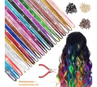 Tinsel dei Capelli, Kit 20 Colori Extension per Capelli, 4000 Ciocche di Extension per Capelli Glitterate, per Party, Cosplay, Accessori per la Decorazione dei Capelli (94 cm)