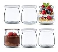 Tinsellns 6 Pezzi Vasetti per Yogurt con Coperchi, 200 ml Bicchieri da Dessert Trasparenti, Vasetti da Yogurt Riutilizzabili, Bicchieri da Dessert per Gelatina, Miele, Tiramisù, Mousse, Muesli