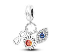 TINSLO Ciondolo Argento Sterling 925 con Cubic Zirconia Pendenti per Pandora Braccialetti, Compatibile con Braccialetti e Collane europei, perfetto Regali per Moglie e Ragazze
