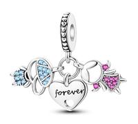 TINSLO Ciondolo Argento Sterling 925 con Cubic Zirconia Pendenti per Pandora Braccialetti, Compatibile con Braccialetti e Collane europei, perfetto Regali per Moglie e Ragazze