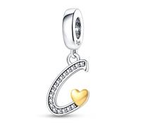 TINSLO Ciondolo Argento Sterling 925 Lettere con Cubic Zirconia Pendenti per Pandora Braccialetti, Compatibile con Braccialetti e Collane europei, perfetto Regali per Moglie e Ragazze