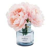 Tinsow Peonia artificiale per decorazione domestica, 5 peonie finte per decorazione di nozze, bouquet di fiori di seta natalizi, vaso non incluso (rosa, 5)