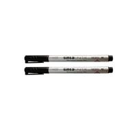 Tinta Unita 2 Pezzi di Pennarello Indelebile Permanent Marker, Colore Nero, Punta M 1 mm