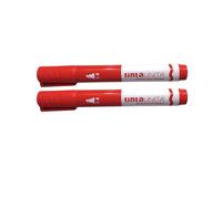 Tinta Unita 2 Pezzi di Pennarello Indelebile Permanent Marker, Colore Rosso, Punta Scalpello 1-5 mm
