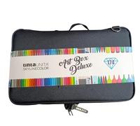 Tinta Unita Art Box Deluxe Valigetta 174 pezzi con maniglia e Tracolla in Poliestere Imbottito, 1 Pezzo (Blu) (Nero)