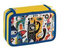 Astuccio 3 Zip Art Favorit con Corredo Completo - 20×13×7,5 cm - Scuola - 6 Fantasie - Giotto, Fila, Lyra (Giallo&Blu)