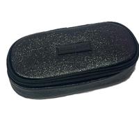 Tinta Unita Astuccio Bustina Glam Rosa e Nero - Forma Ovale 24×10×6 cm - PU Luxury, Design Elegante Scuola (Nero)