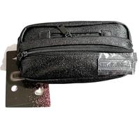 Tinta Unita Astuccio Bustina Glam Rosa e Nero - Forma tonda 20,5×10×6 cm - PU Luxury, Design Elegante Scuola (Nero)