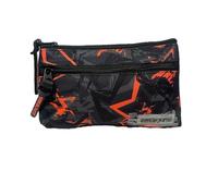 Tinta Unita Astuccio Bustone Triangolare Azzurro e Arancione - Forma Triangolare 24×14×3,5 cm - Poliestere, Design Elegante Scuola (Arancio)