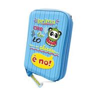 Tinta Unita Astuccio Completo ONE TIME Zoo 2025/2026 1 Zip - EVA Rigido - Con Cancelleria - 21,5x14x7 cm (Celeste)