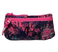 Tinta Unita Astuccio Nusta Triangolare 2 Zip - Poliestere Rosa o Celeste - 25×15×3,5 cm per Scuola o Ufficio (rosa)