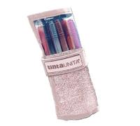 Tinta Unita Astuccio Rotolo Brush Star - PU Luxury Rosa e Nero 40×20 cm - Con Pennarelli Brush per Disegno e Calligrafia (Rosa)