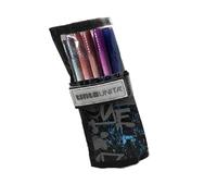 Tinta Unita Astuccio Rotolo con Pennarelli Brush - Linea Star in Poliestere 40×20 cm - Organizer Arrotolabile per Disegno e Scuola (Graffiti Celeste)