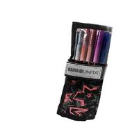Tinta Unita Astuccio Rotolo con Pennarelli Brush - Linea Star in Poliestere 40×20 cm - Organizer Arrotolabile per Disegno e Scuola (Star Arancio)