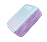 Tinta Unita Astuccio Scuola Azzurro Viola Glitter Completo con Colori 3 Zip
