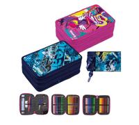 Tinta Unita Astuccio Tre Zip Versione Teen, Blu e Rosa, per Scuola, Nuova Collezione (Rosa)