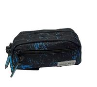 Tinta Unita Bauletto Scolastico Graffiti - Astuccio 2 Zip in Poliestere Resistente, 22x12x9 cm Medie e Superiori (Celeste e Nero)