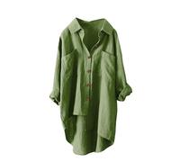 , tinta unita, casual, doppia tasca con bottone, camicetta in seta satinata, verde, M