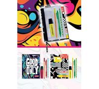 Tinta Unita Diario Scuola 2027 Accessori STABILO - 12 Mesi Datato - 384 Pagine Quadretti 4mm - Set con Evidenziatore, Penna, Matita e Fineliner - Grafica Teen (#pixel)