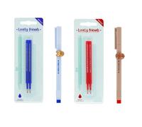 Kit 2 penne + 2 ricariche Blu - Rosse per Penne Gel Lovely Friends - compatibili con penne Legami