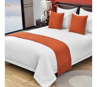 Tinta unita Lavorato A Maglia Bed Runner Copriletto Diamond Bed Sciarpa Coperta di Lusso Biancheria Da Letto Decor Divano Asciugamani per Camera da letto e Hotel-Orange Red||260X60cm for 2m Bed
