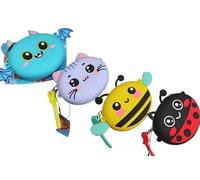 tinta unita MINI BORSA CON TRACOLLA KIDS BORSINA IN SILICONE POOL OVER API COCCINELLA GATTO PIPISTRELLO