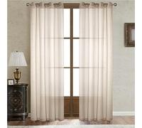 Tinta Unita Pura Vedova Curtais 2 Paels Vedova Voile Paels Semi Trasparente Elegat Vedova Tende Gommino Top per Cucina Camera da Letto Childre Livig Camera Cortile, Beige 2, 107 x 214 cm