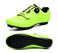 Tinta Unita Scarpe da Ciclismo, Uomo Donna Scarpa da Bici da Strada E MTB, Sneakers Ginnastica Professionali per Esterni Compatibili con Peloton SPD/SPD-SL e Look Yellow, 44 EU