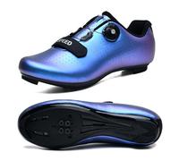 Tinta Unita Scarpe da Ciclismo, Uomo Donna Scarpa da Bici da Strada E MTB, Sneakers Ginnastica Professionali per Esterni Compatibili con Peloton SPD/SPD-SL e Look Blue, 43 EU