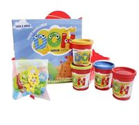 TINTA UNITA Set 4 Pezzi Pasta MODELLABILE DOH con 14 FORMINE E 2 Attrezzi