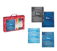 TINTA UNITA Set Regalo Notebook +12 Brush Pen Jeans (blu o nero 1 PEZZO RANDOM)