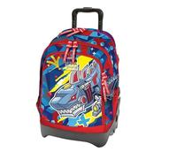 Tinta Unita Trolley Zaino Scuola Dream Cross, Shark Sganciabile NUOVE RUOTE SALI SCALE con carrello amovibile TINTAUNITA Pool Over