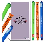 Tinte Ink Legami Penne Cancellabili - Confezione con Copertina - (Set Tigre, Dino & Squalo)