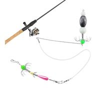 Tintenfisch-Jighaken - Leuchtender Jighaken, Oktopus-Tintenfischköder, rostfreier Widerhaken, realistische Schwimmbewegung, hochfester Metallkörper | Für Angelausrüstung im Meer, Fluss, See, Boot, Ufe