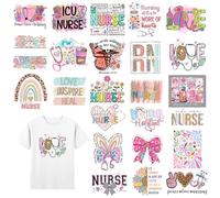 Tintnut Bomi Style Giornata internazionale dei caregiver, toppa termoadesiva DTF per tessuti, 24 pezzi, ferro da stiro, adesivi in vinile per vestiti, borse, decorazioni fai da te