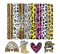 Tintnut Leopard Heat Transfer Vinyl 12" x 10" Cheetah-8 Sheets HTV Vinyl Bundle HTV Iron on Vinyl Animal Patterned HTV Assorted Colors Heat Transfer Vinyl DIY T-Shirt