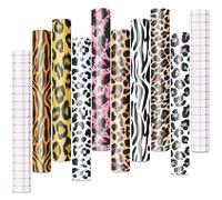 Tintnut Leopard Permanent Vinyl - 8 fogli da 12" x 10", Cheetah Permanent Sticker Vinyl Sheets, Pattern Self Sticker Waterproof Vinyl