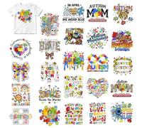 Tintnut Leopard Puzzle termoadesivo DTF Autismo Coscienza Adesivi per tessuti, 24 pezzi Iron on Tranfers Toppe termoadesive in vinile per vestiti, borse e decorazioni fai da te