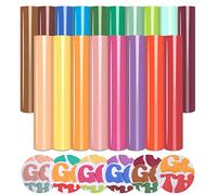 Tintnut Pellicola 3D floccata per plotter in tessuto, multicolore 18, confezione da 18, 30 cm x 25 cm, per toppe creative, perfetta per cricut, plotter e presse di trasferimento