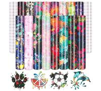 Tintnut Splash Permanent Vinyl - 16 fogli da 12" x 10", Watercolor Adhesive Vinyl, Pattern Vinyl, permanent Outdoor Vinyl for Decor Sticker, Self Sticker Waterproof Vinyl