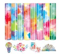 Tintnut Tie-Dye-Htv Rainbow Iron On Vinyl-8 fogli di vinile trasferimento termico per T-shirt, tessuto, nuvole acquerello vinile Bundle t-shirt fai da te