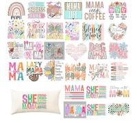 Tintnut Toppe termoadesive per tessuti, stile Bomi festa della mamma, 30 pezzi, ferro da stiro, adesivi in vinile per abbigliamento, borse e decorazioni, design fai da te