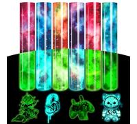 Tintnut Vinile a trasferimento termico HTV Glow in Dark - 30,5 x 25,4 cm, 6 fogli luminosi che cambiano colore su vinile Galaxy HTV vinile per magliette fai da te