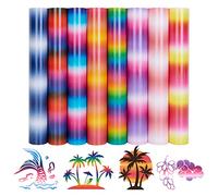 Tintnut Vinile a trasferimento termico sfumato - Confezione da 8 30,5 x 25,4 cm arcobaleno Ombre HTV vinile termoadesivo colore tramonto tintura per magliette