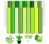 Tintnut Vinile permanente verde, vinile adesivo in tinta unita - 18 fogli 30,5 x 25,4 cm, vinile naturale lenitivo per esterni, compatibile con per decorazione autoadesivo