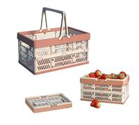 tintoke 2 pezzi pieghevole cestino per la spesa，pieghevole in plastica con manico cestino，Cassa Pieghevole per Shopping，Ottimo da riporre a casa, per conservare gli snack e in campeggio o in bagno