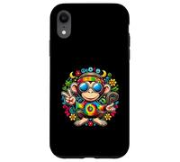 Tintura per cravatta colorata con segno di pace scimmia per ragazzi e ragazze hippie Custodia per iPhone XR